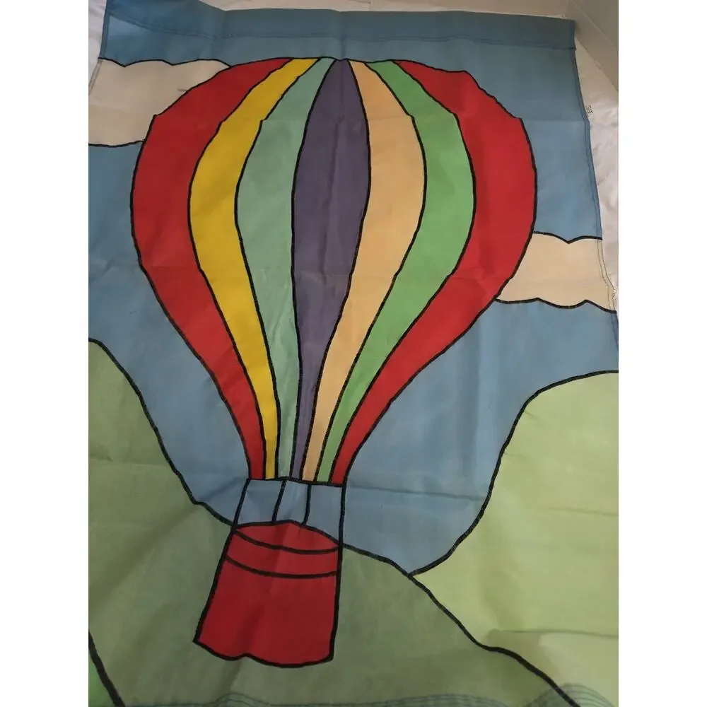 Vtg 90's 100% Nylon Large Outdoor Hot Air Balloon Banner Garder Decor Y2K